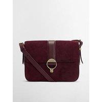 Barbour Rosa Suede & Leather Crossbody Bag - Red