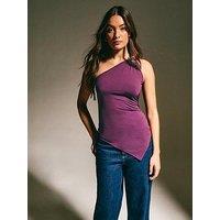 New Look Purple One Shoulder Buckle Detail Top
