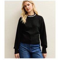 New Look Black Embellished Necklace Jumper