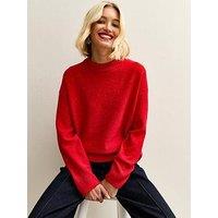 New Look Dark Red Sequin Yarn Crew Neck Jumper