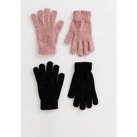 New Look 2 Pack Chenille Gloves - Pink/Black