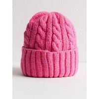 New Look Cable Chunky Beanie - Pink