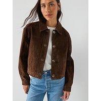 Vero Moda Short Suede Jacket - Brown