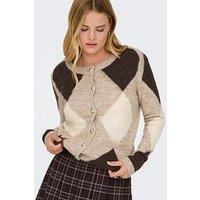 Only Frida Argyle Knitted Cardigan - Pink