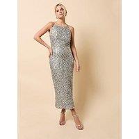 Little Mistress Sequin Midaxi Dress - Silver