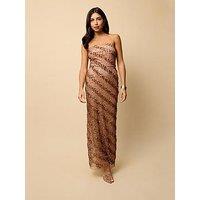 Little Mistress Margaux Bandeau Embellished Maxi Dress - Gold