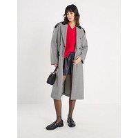 River Island Dogtooth Tailored Trench - Black