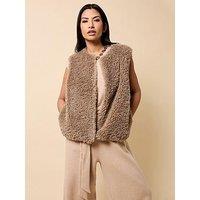 Little Mistress Faux Fur Waistcoat - Taupe