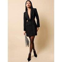 Little Mistress Cut Out Blazer Mini Dress - Black