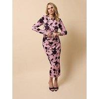 Little Mistress Gathered Midaxi Dress - Floral Print
