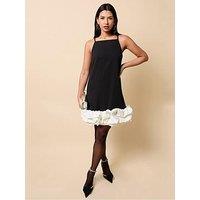 Little Mistress Contrast Hem Mini Dress - Black