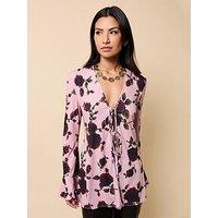 Little Mistress Tie Detail Top - Floral Print