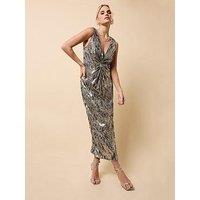 Little Mistress Sequin Knot Detail Midaxi Dress - Silver