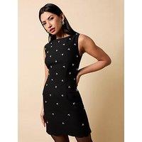 Little Mistress Embellished Scallop Hem Mini Dress - Black