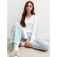 New Look 915 Girls Long Sleeve Top And Checked Bottoms Pyjamas Set - Blue