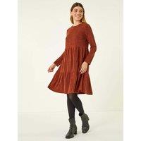 Roman Textured Frill Dress - Orange