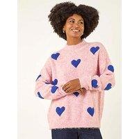 Roman Scattered Heart Knit Jumper - Pink