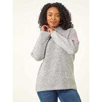 Roman Petite Contrast Stitch Knit Jumper - Grey