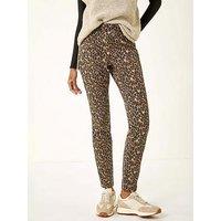 Roman Animal Print Stretch Jeggings - Brown
