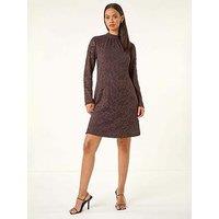 Roman Dusk Baroque Lace Shift Dress - Brown