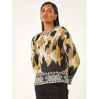 Roman Abstract Jacquard Knit Jumper - Black