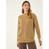 Roman Side Buttoned Knit Jumper - Brown