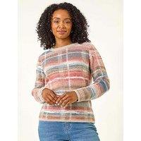 Roman Petite Check Knit Jumper - Blue