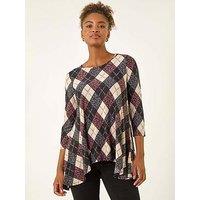 Roman Jacquard Print Tunic Top - Pink
