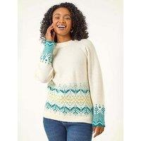 Roman Petite Fairisle Knit Jumper - White