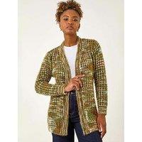 Roman Space Dye Fluffy Knit Cardigan - Green