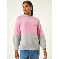 Roman Colour Block Knit Jumper - Pink