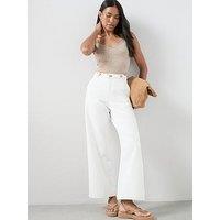 The Very Collection Contrast Stitch Ecru Wide Leg Jeans - Beige