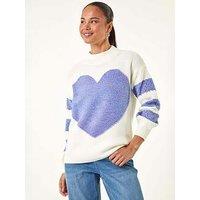 Roman Petite Colour Block Heart Knit Jumper - Blue