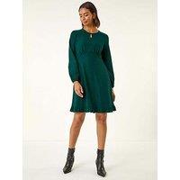 Roman Textured Spot Keyhole Dress - Blue