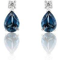 Love Diamond London Blue Topaz Pear Pendant With 0.14Ct Natural Diamond Accent