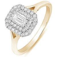 Love Diamond Half Carat Double Halo Emerald Cut Ring - Gold