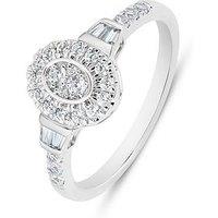 Love Diamond 0.33Ct Natural Diamond Dress Ring With Halo & Baguette Accents
