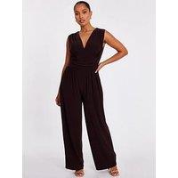 Quiz Petite Brown Ruched Jumpsuit