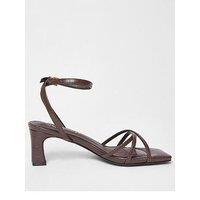Quiz Wide Fit Brown Strappy Block Heels