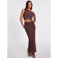 Quiz Brown Leopard Print Maxi Skirt