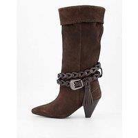 Free People Bridget Belt Slouch Boot - Dark Brown
