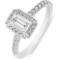 Love Diamond Emerald Cut Haloand Shoulders Solitaire - One Colour