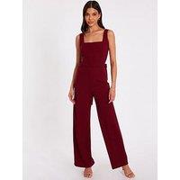 Quiz Dark Red Bow Back Jumpsuit