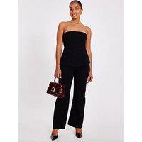 Quiz Petite Black Strapless Belted Jumpsuit
