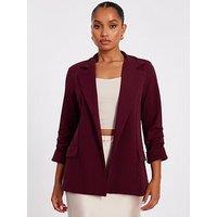 Quiz Petite Dark Red Ruched Sleeve Blazer