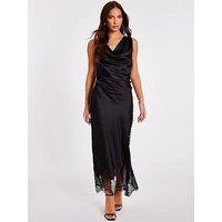 Quiz Black Lace Hem Midaxi Dress