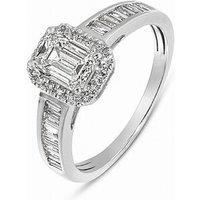 Love Diamond 1.40Ct Emerald Cut Diamond Halo & Baguette Ring Lab Grown
