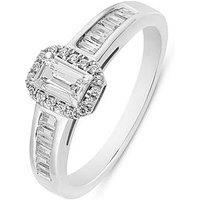 Love Diamond 0.85Ct Emerald Cut Diamond Halo & Baguette Ring Lab Grown