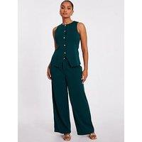 Quiz Petite Bottle Green Wide Leg Trousers