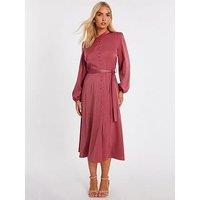 Quiz Mauve Satin Button Front Midaxi Dress